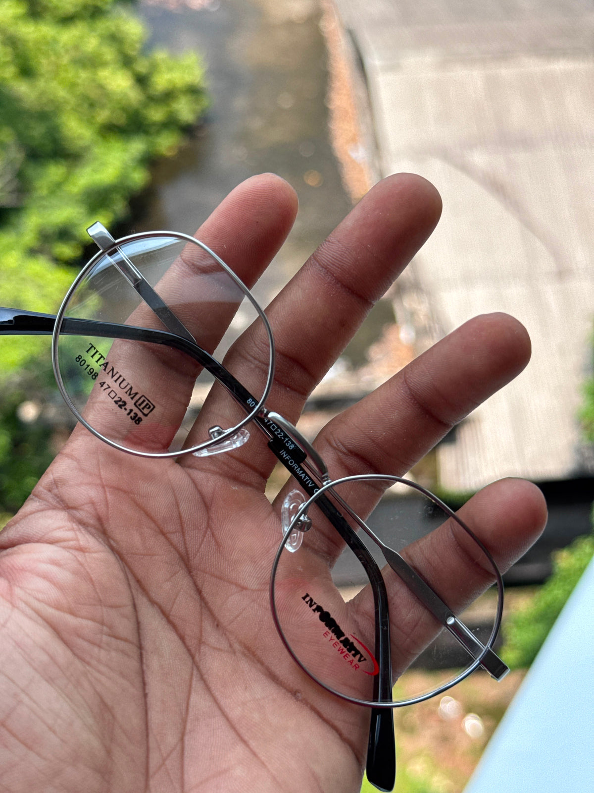 Premium Silver Geometric Metal Eyeglasses Frame for Men & Women