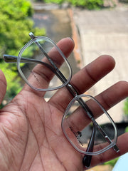 Silver Geometric Metal Eyeglasses Frame for Men & Women | Formation Eyewear
