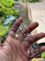 Transparent Grey Square Metal Eyeglasses Frame for Men & Women | Wonder Oyster Collection