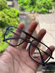 Black Square Metal Eyeglasses Frame for Men & Women | Wonder Oyster Collection