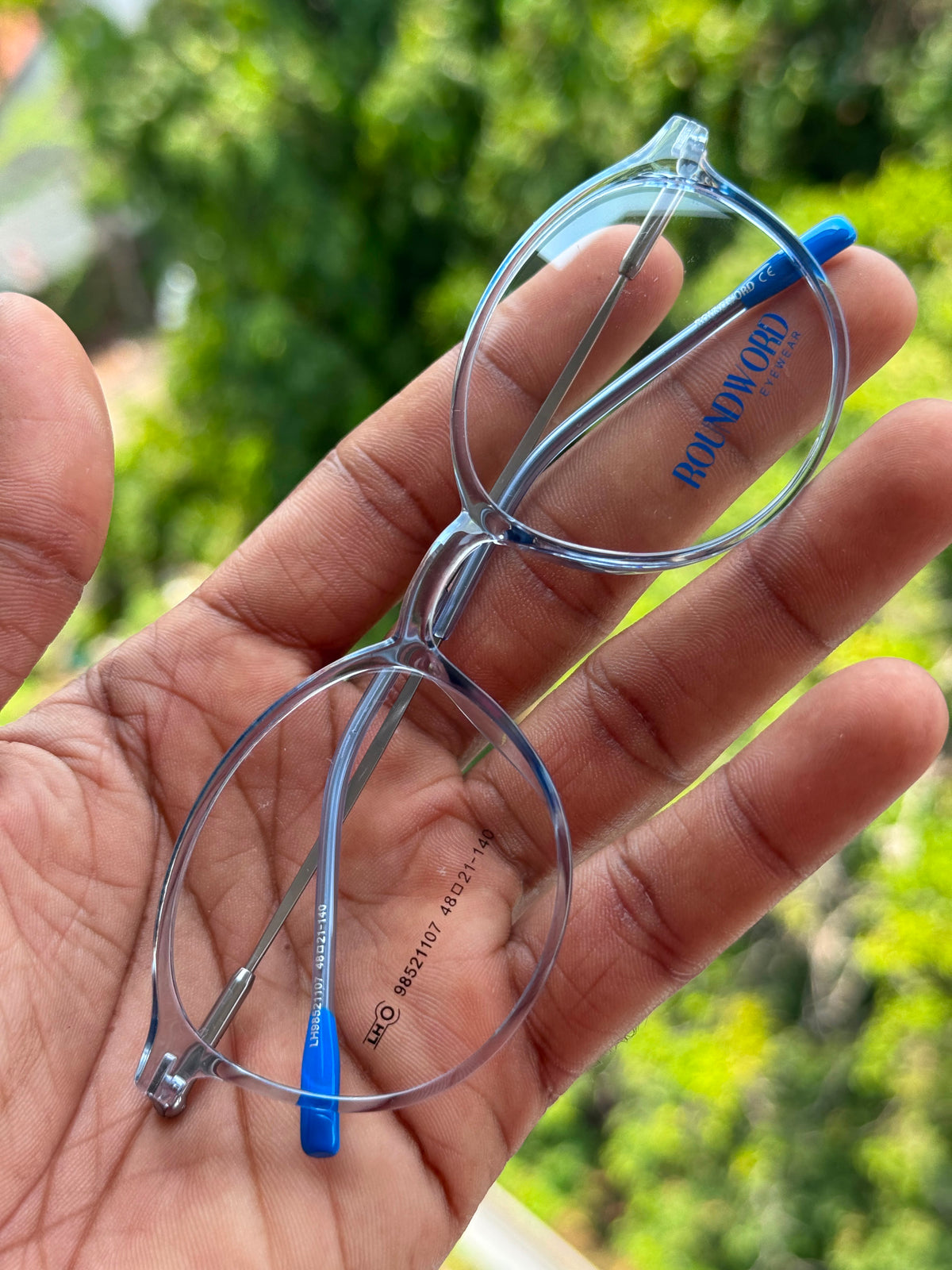 Transparent Blue Round Shell Eyeglasses Frame for Men & Women | Classic Round Collection