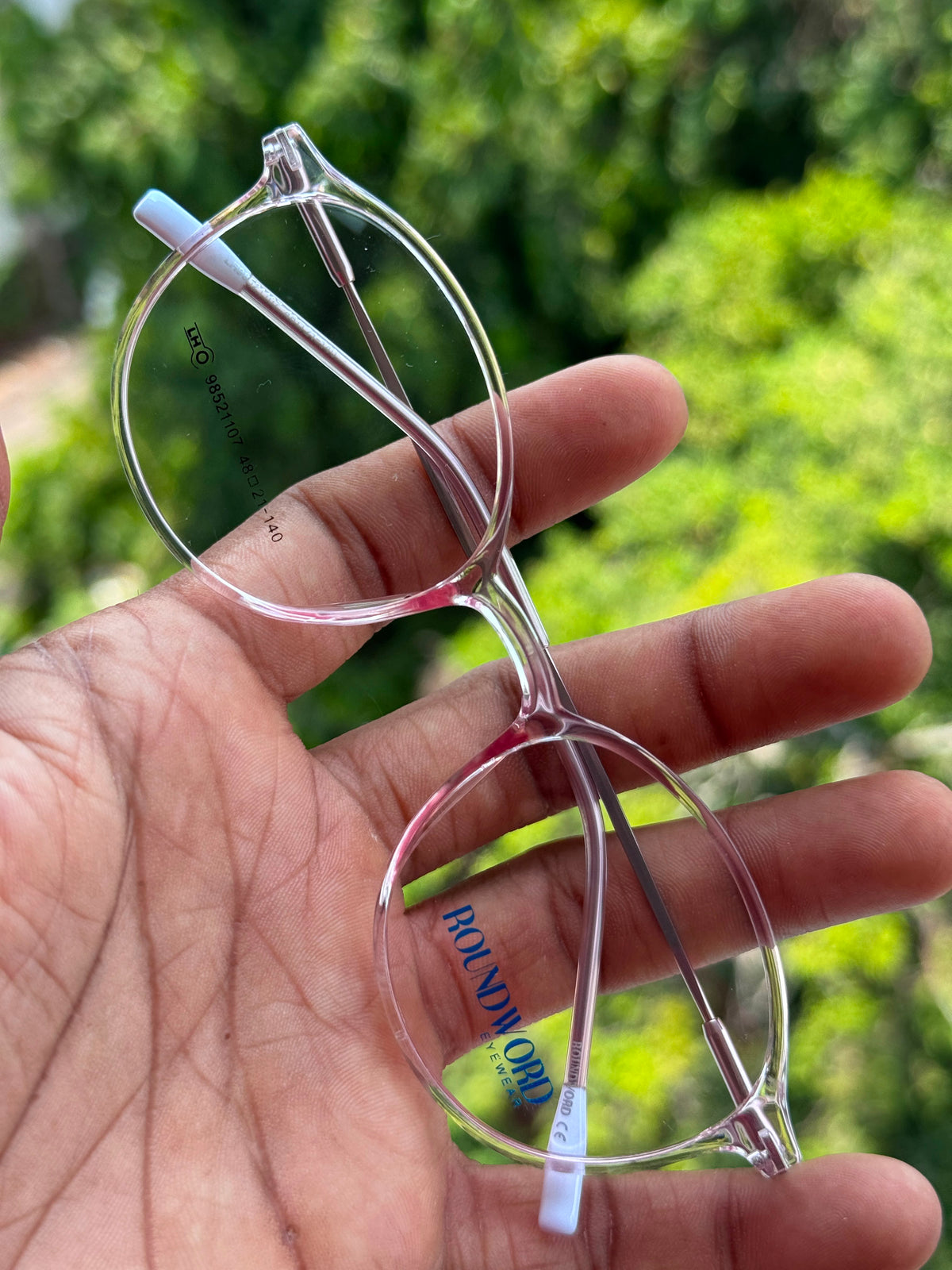 Transparent Pink Round Shell Eyeglasses Frame for Men & Women | Classic Round Collection
