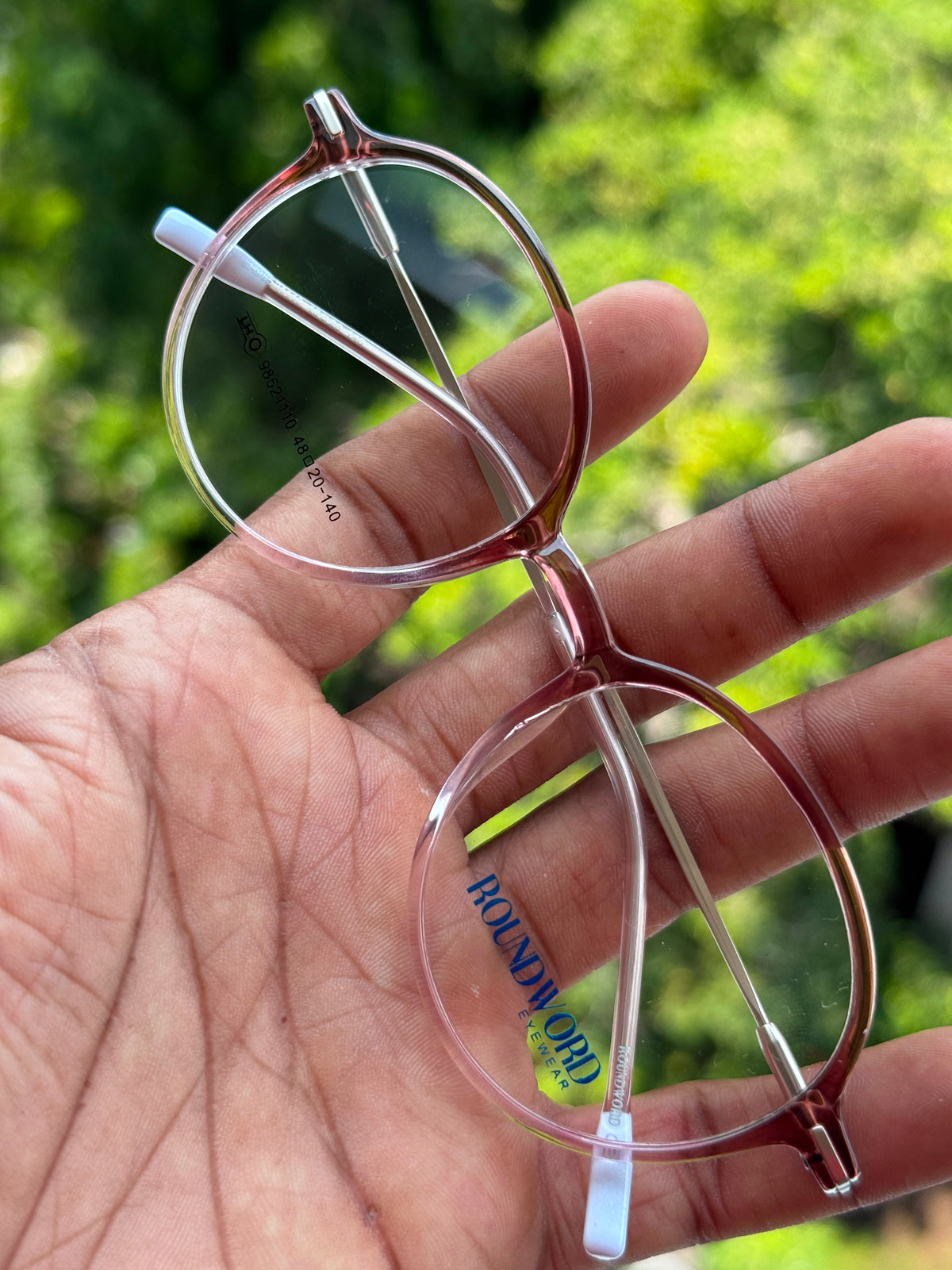 Transparent Brown Dual-Tone Round Shell Eyeglasses Frame for Men & Women
