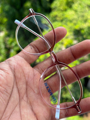 Transparent Brown Dual-Tone Round Shell Eyeglasses Frame for Men & Women
