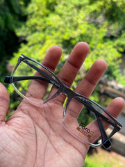 Smoky Grey Transparent Rectangular Shell Eyeglasses Frame for Men & Women
