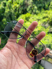 Black Aviator Transition Metal Eyeglasses Frame for Men & Women