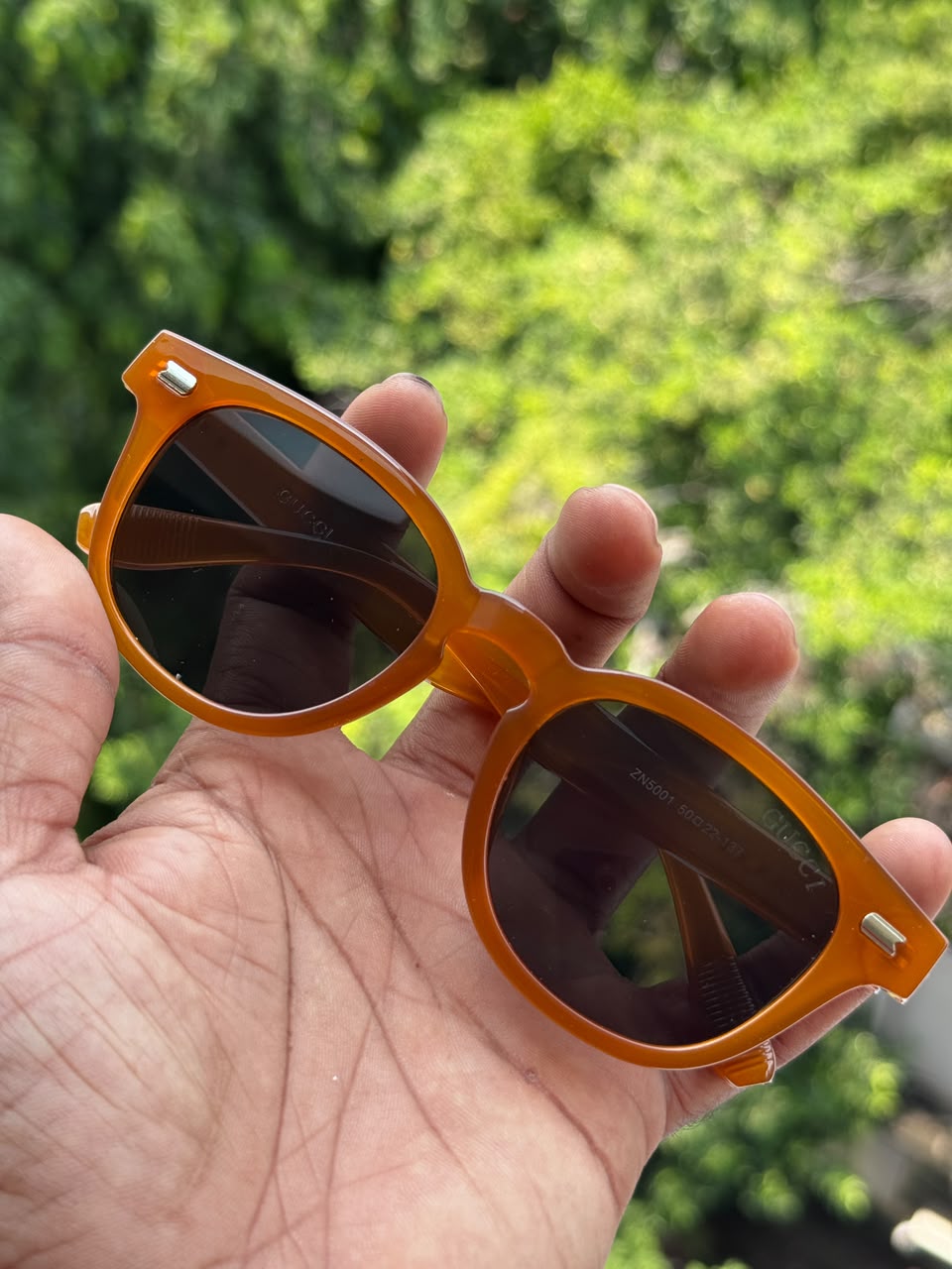 Orange Round Sunglasses with Grey Tinted Lenses for Men & Women