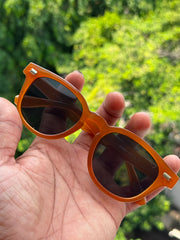 Orange Round Sunglasses with Grey Tinted Lenses for Men & Women