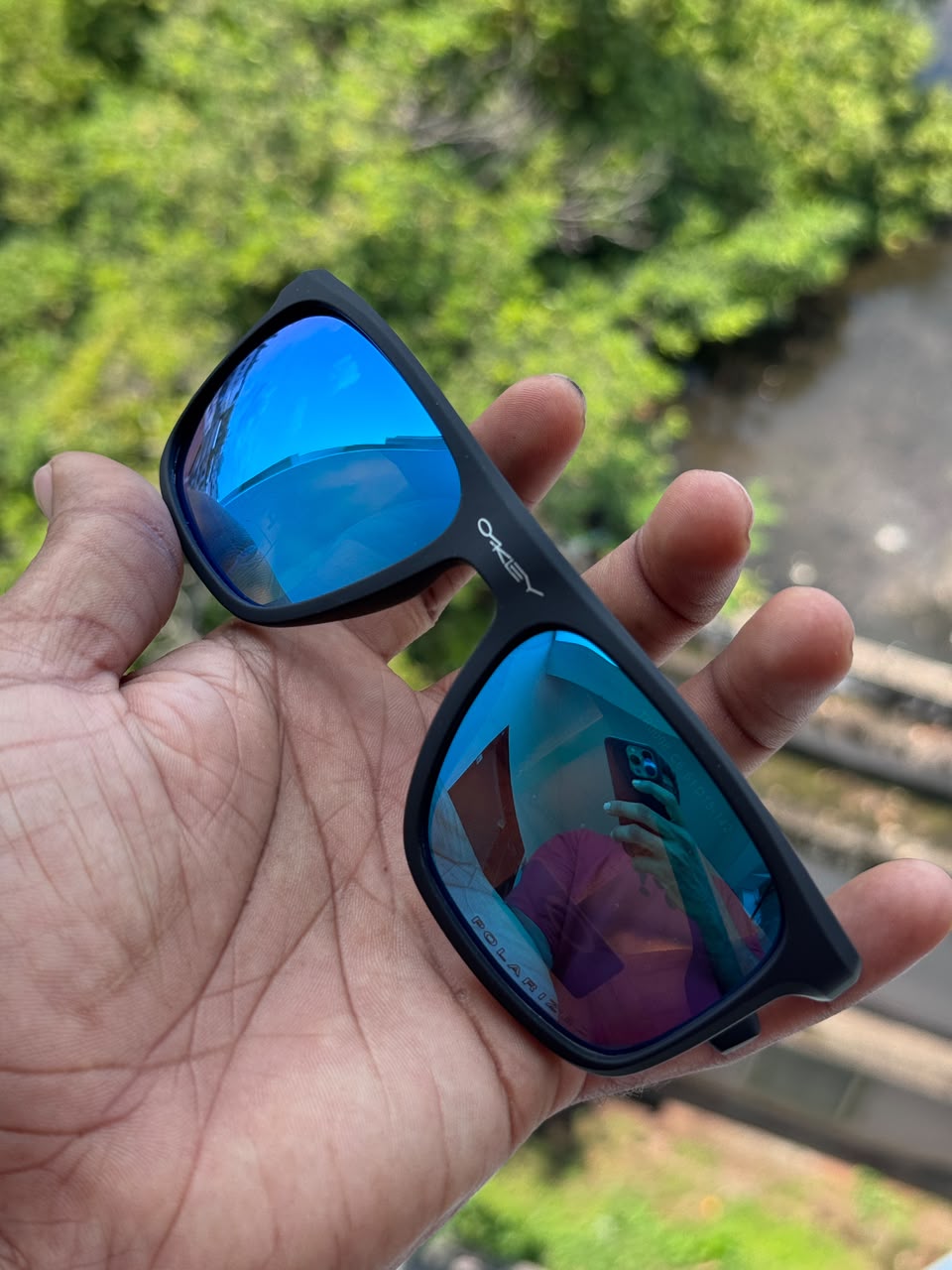 Matte Black Polarized Sunglasses with Blue Mirror Lenses for Men & Women