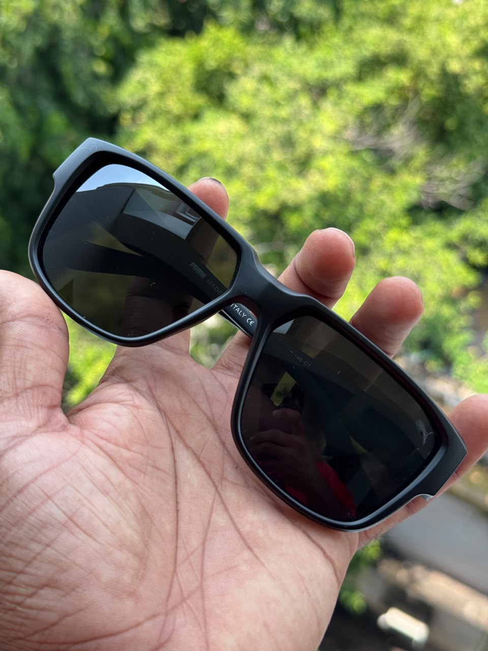 Matte Black Square Sunglasses for Men & Women