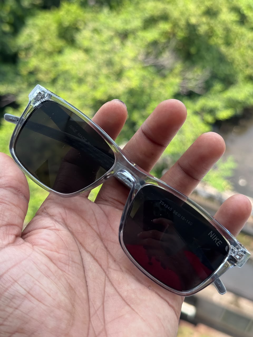 Transparent Grey Rectangular Sunglasses for Men & Women