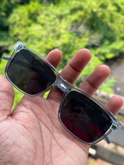 Transparent Grey Rectangular Sunglasses for Men & Women