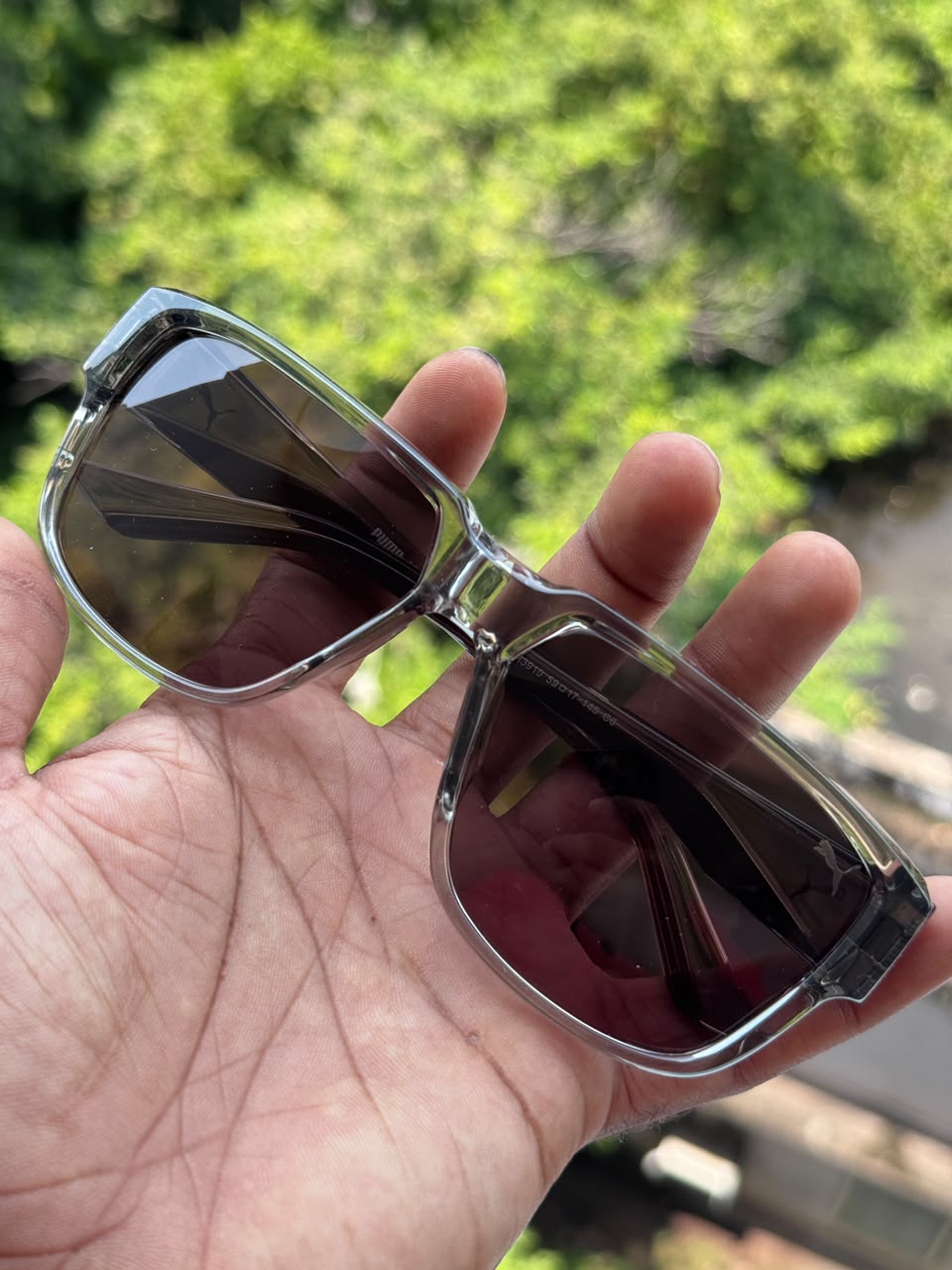 Transparent Grey Square Sunglasses for Men & Women
