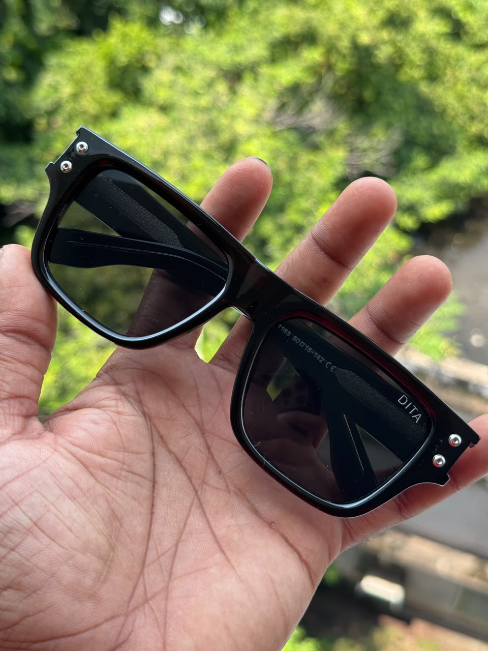 Glossy Black Square Sunglasses for Men & Women