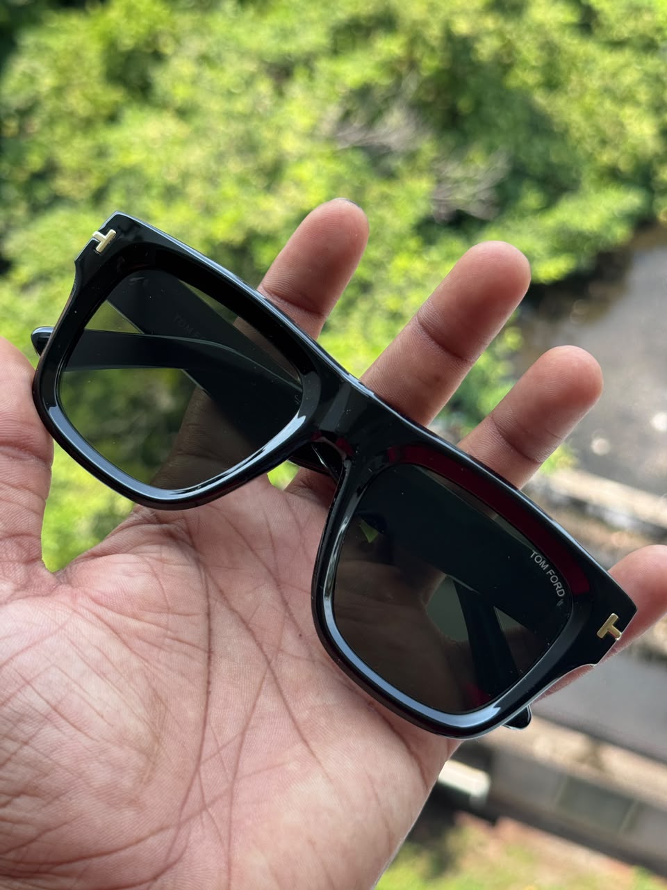 Glossy Black Square Sunglasses for Men & Women