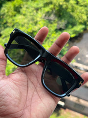 Glossy Black Square Sunglasses for Men & Women