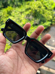 Glossy Black Oversized Square Sunglasses for Men & Women